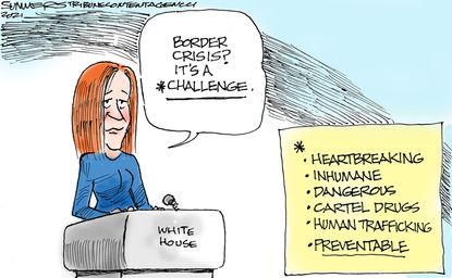 Political Cartoon U.S. biden border crisis jen psaki