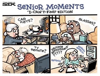 Editorial Cartoon U.S. senior covid vaccine