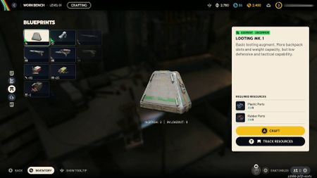 Arc Raiders Looting Mk 1 Augment in workbench crafting menu