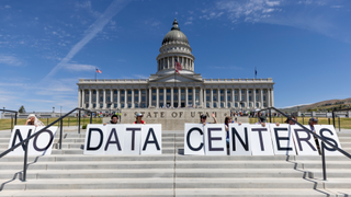 protesters in front of the Utah state capitol