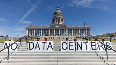 protesters in front of the Utah state capitol