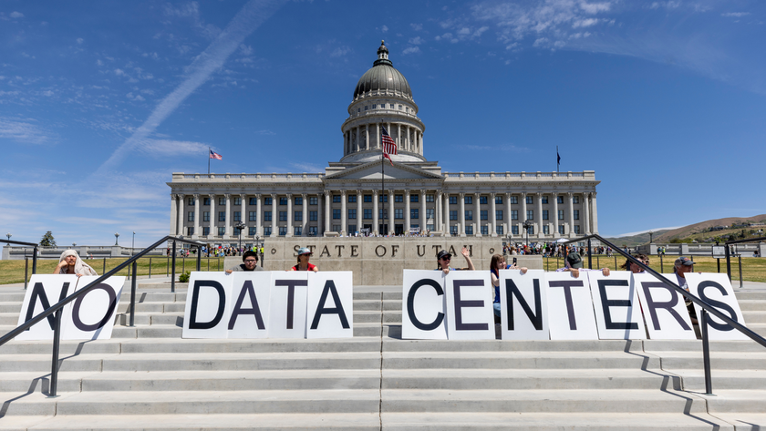 protesters in front of the Utah state capitol