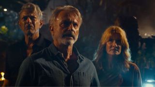 Jeff Goldblum, Sam Neill and Laura Dern as Ian Malcolm, Alan Grant and Ellie Satler in Jurassic World: Dominion