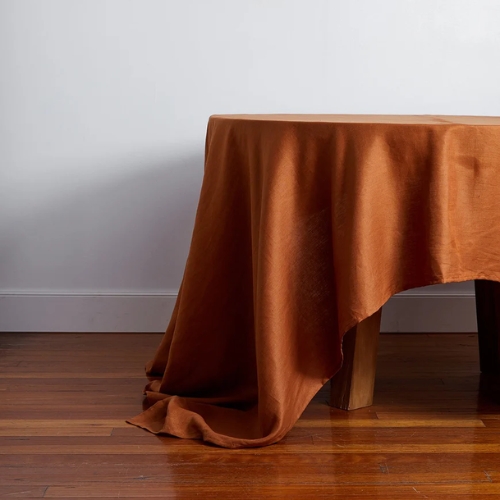 Bed Threads, Rust 100% French Flax Linen Tablecloth