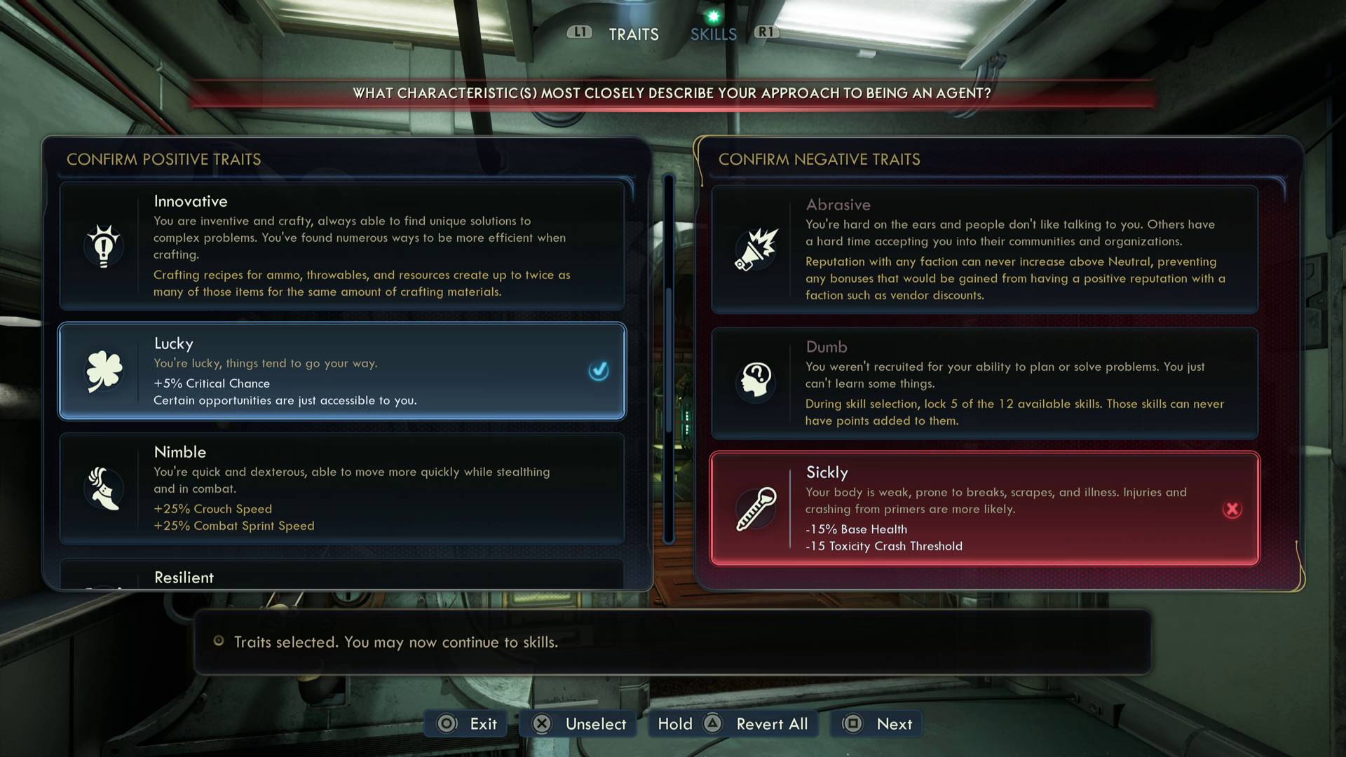 The Outer Worlds 2 lucky and sickly traits