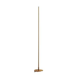 A thin gold floor lamp