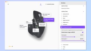 A screenshot of the Logi Options+ app being used to customize the Logitech MX Master 3S mouse