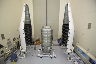 Cygnus OA-4 Fairing Encapsulation at Kennedy Space Center