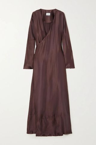 Beare Park Silk-satin maxi wrap dress