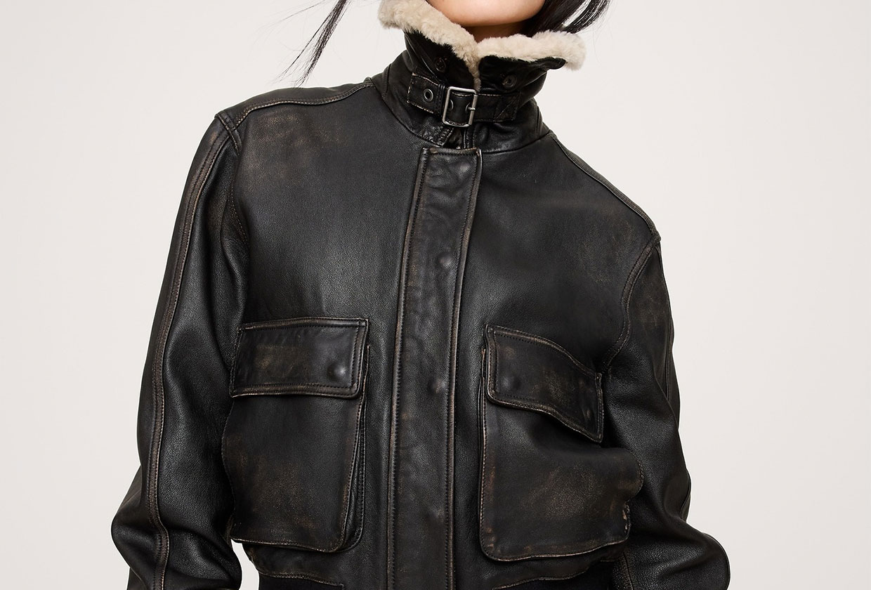 Model wearing a Banana Republic fall 2025 jacket.