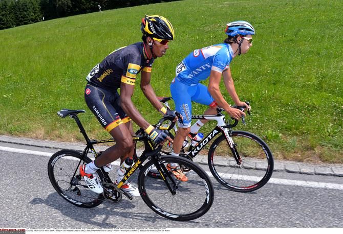 Daniel Teklehaimanont (MTN-Qhubeka) and Laurens De Vrees (Wanty) in the breakaway