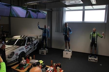 The distanced podium ceremony