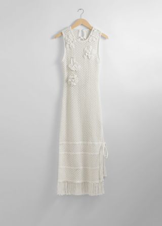 Fringed Crochet Midi Dress