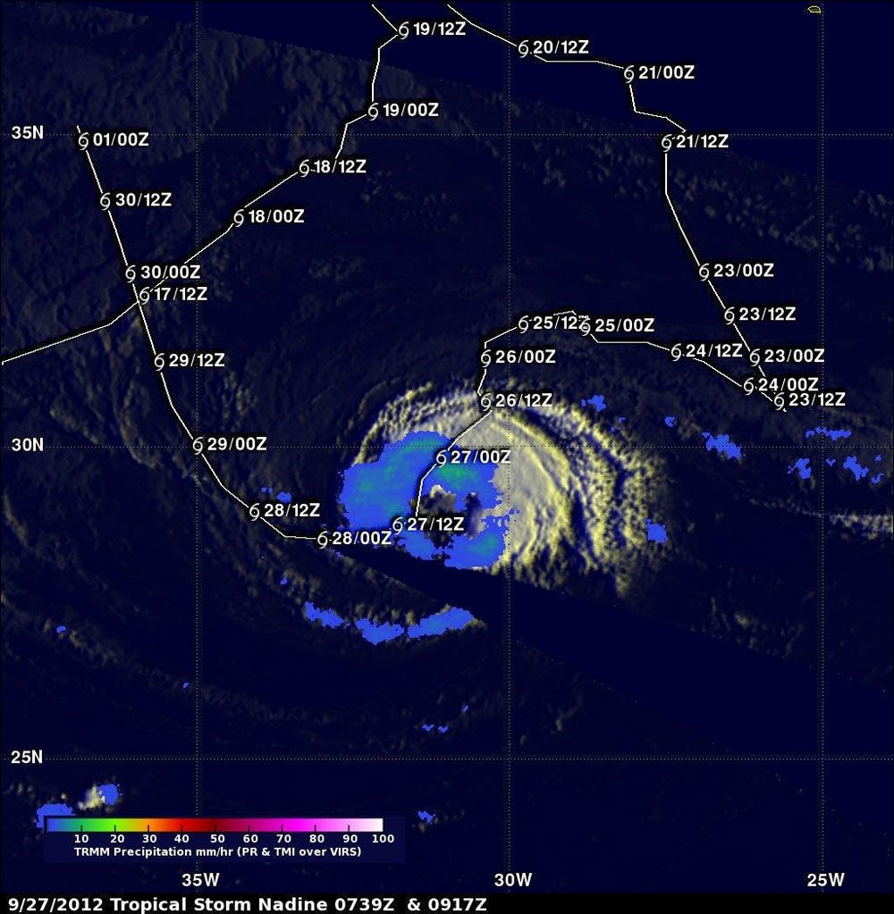 Tropical Storm Nadine rainfall