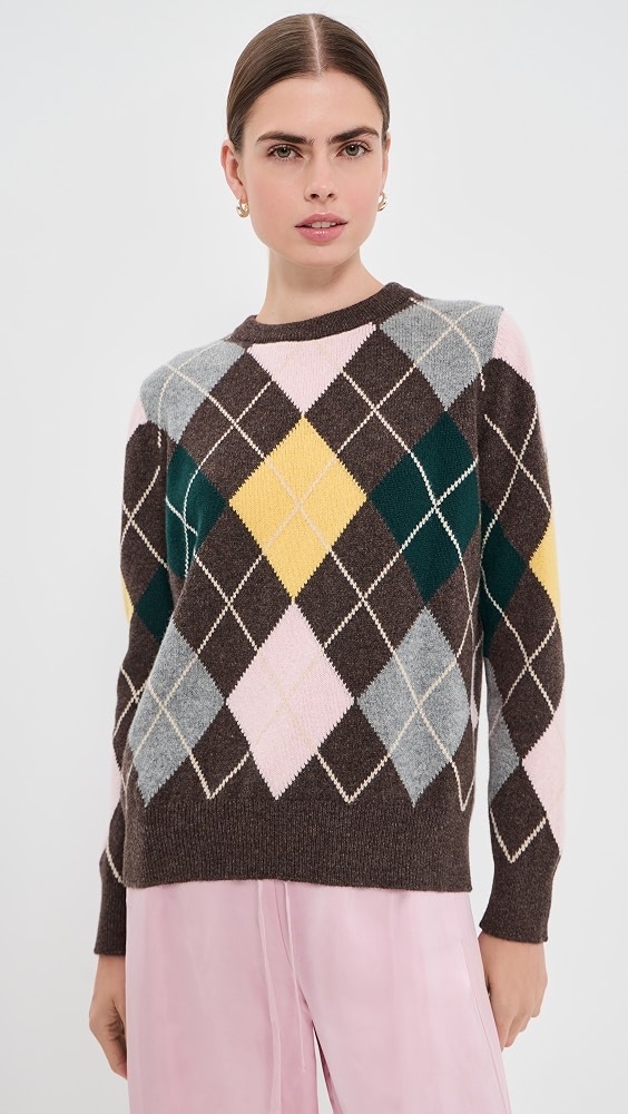 The Ava Argyle Crewneck - Porcupine/pink/cowslip/holly