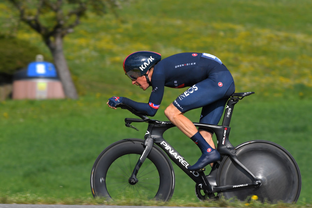 ORON SWITZERLAND APRIL 27 Geraint Thomas of The United Kingdom and Team INEOS Grenadiers during the 74th Tour De Romandie 2021 Prologue a 405km Individual Time Trial stage from Oron to Oron 700m ITT TDR2021 TDRnonstop UCIworldtour on April 27 2021 in Oron Switzerland Photo by Luc ClaessenGetty Images