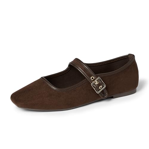 The Drop Women&#039;s Levina Flat, Chocolate Microsuede, 8.5