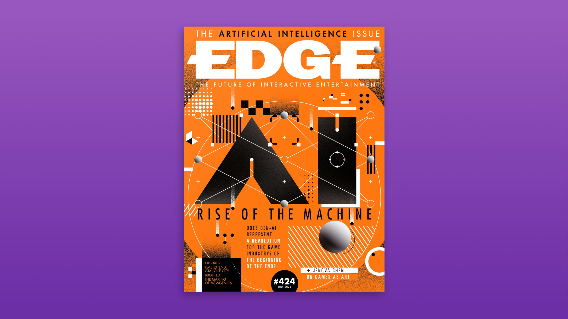 Edge 424, with a striking orange and black AI 'Rise of the Machine' concept cover