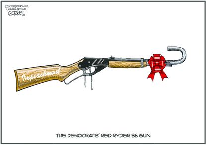 Political Cartoon U.S. Democrats Impeachment Red Ryder BB Gun