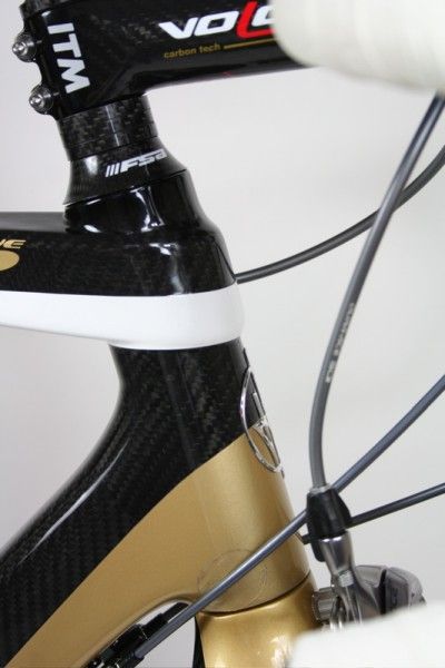 The oversized top and down tubes join the head tube in large reinforced joints