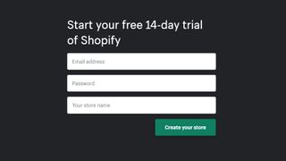 Shopify's free trial page