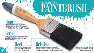 Anatomy of a paintbrush graphic naming parts of a paintbrush