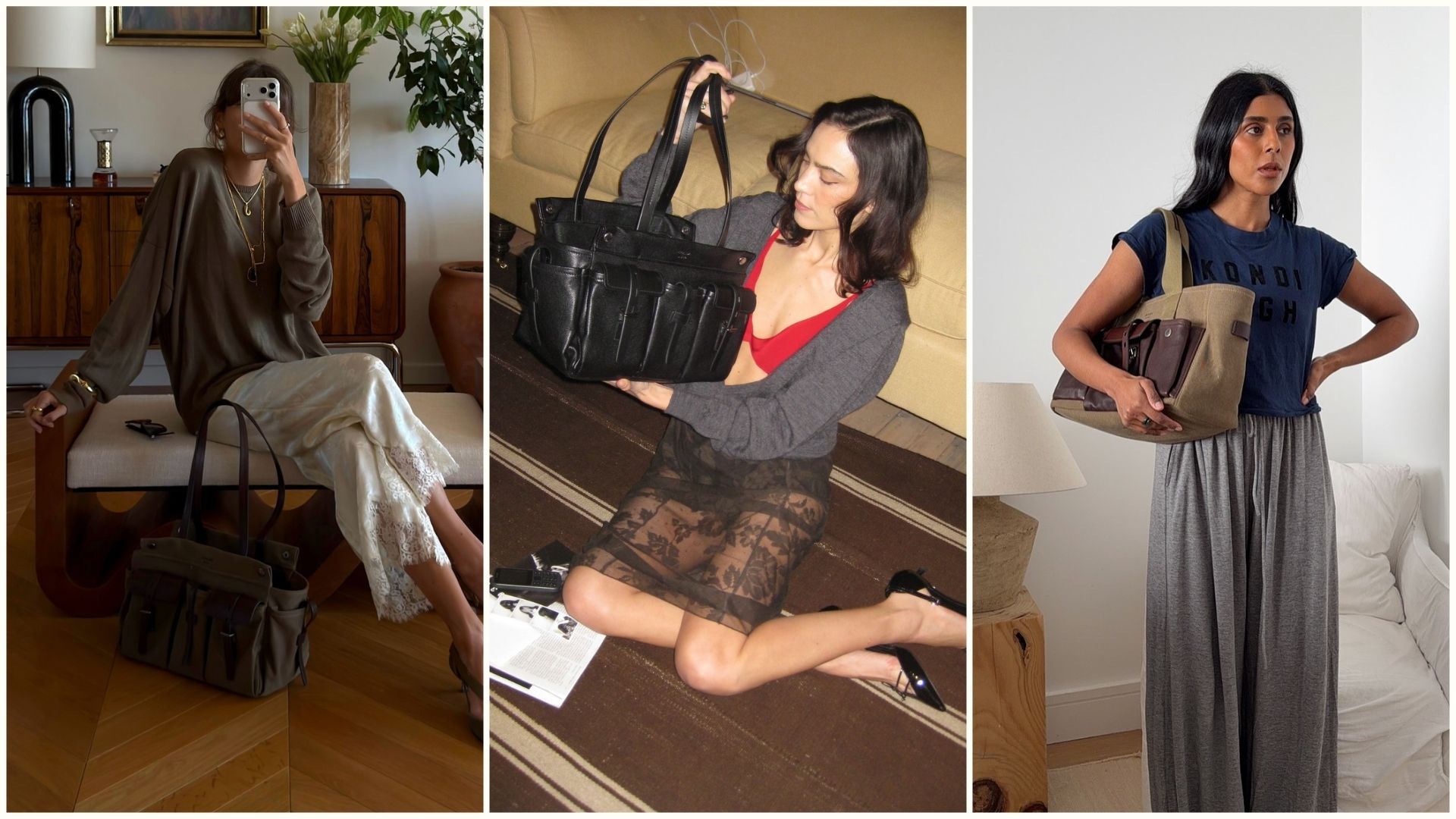 Three women carrying the Prada route handbag