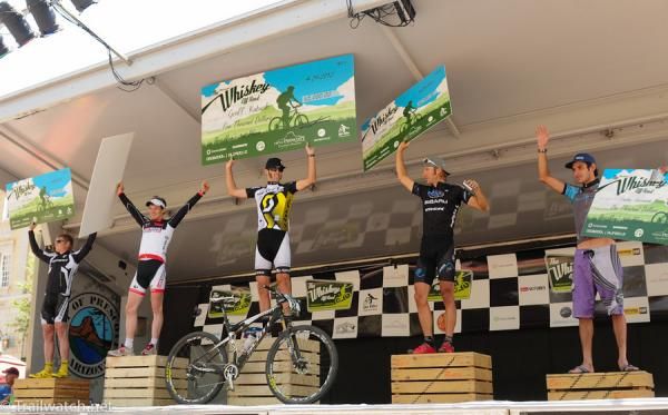 Men's Podium (L to R) Alex Grant (Cannondale) 4th, Markus Bauer (Lexware Racing) 2nd, Geoff Kabush (Scott-3Rox Racing) 1st, Jeremy Horgan-Kobelski (Suaru Trek) 3rd, Hector Fernando Riveros 5th