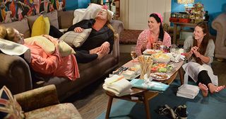 Sharon Mitchell, Linda Carter, Whitney Dean and Stacey Fowler are enjoying girlie time together in Eastend