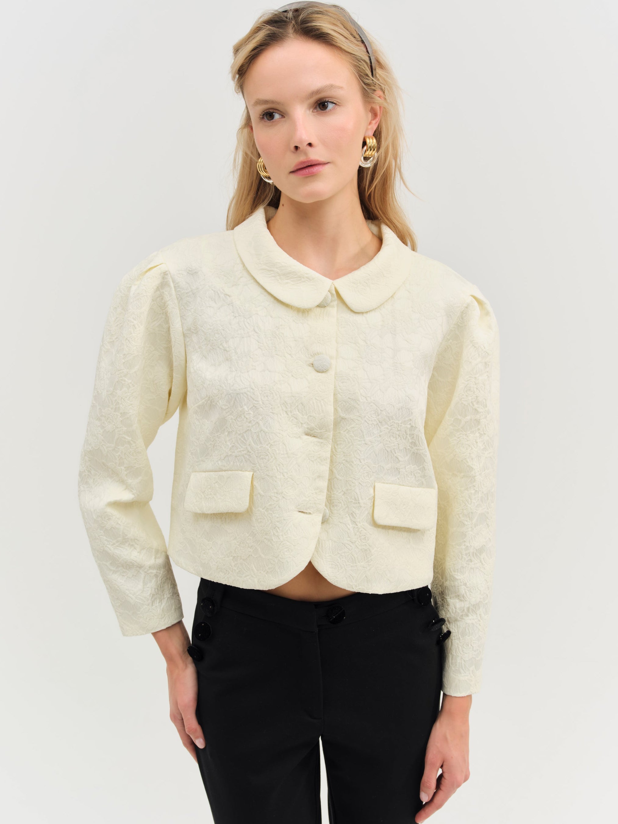 Rosie Jacquard Jacket &amp;mdash; Cream