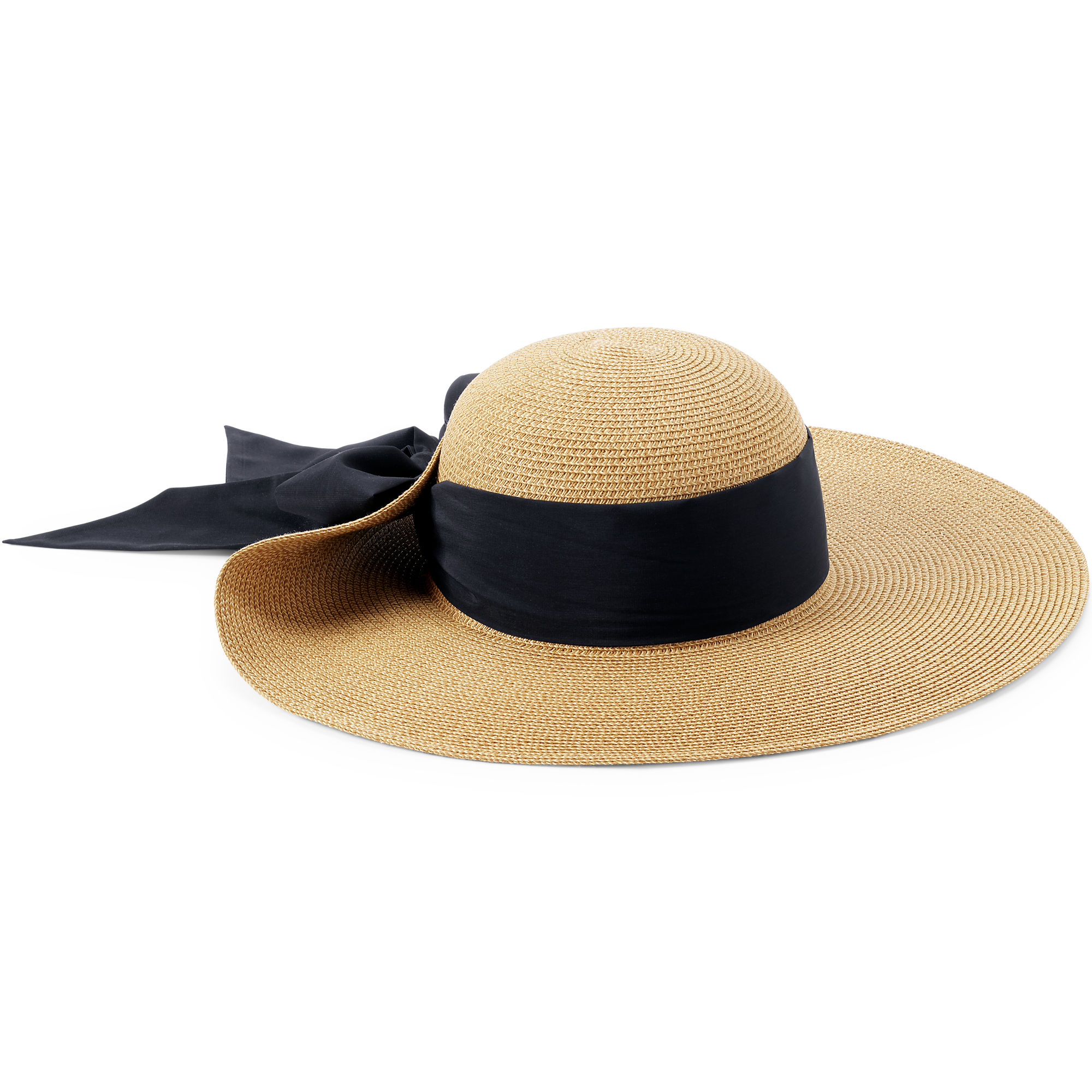 Lands End straw hat with a black ribbon