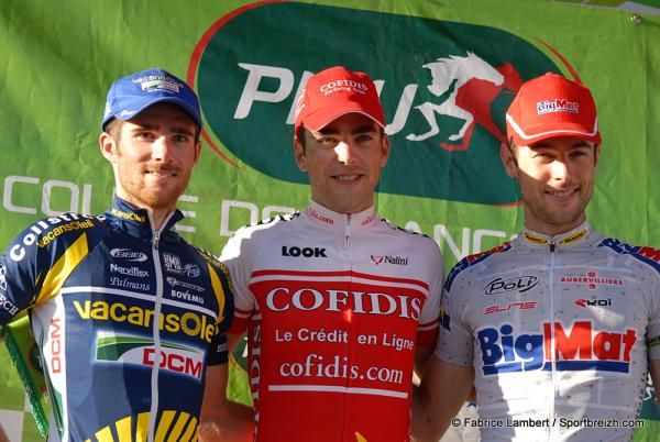 The overall 2011 Coupe de France podium: Romain Feillu, Tony Gallopin and Sylvain Georges