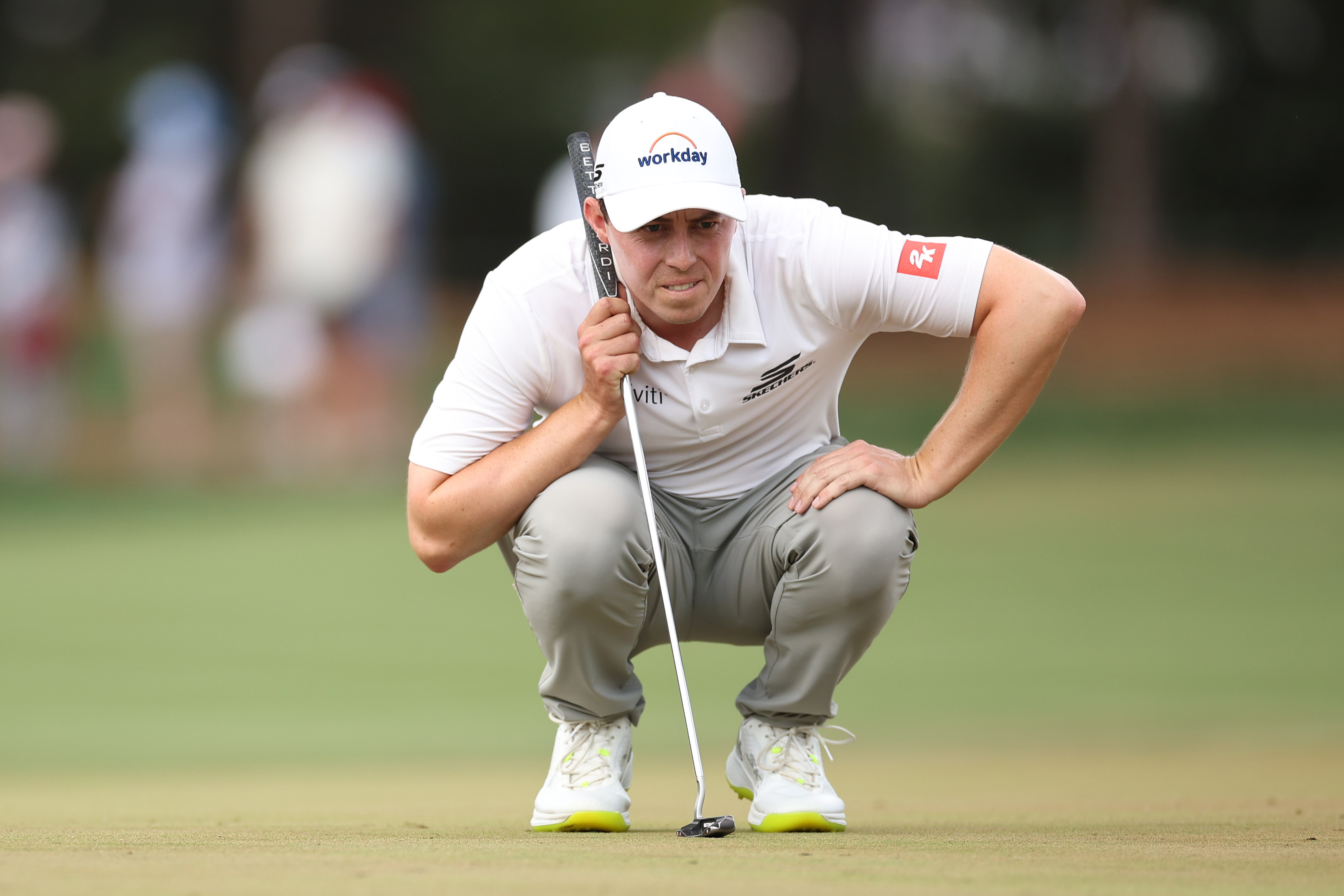 Matt Fitzpatrick lines up a putt
