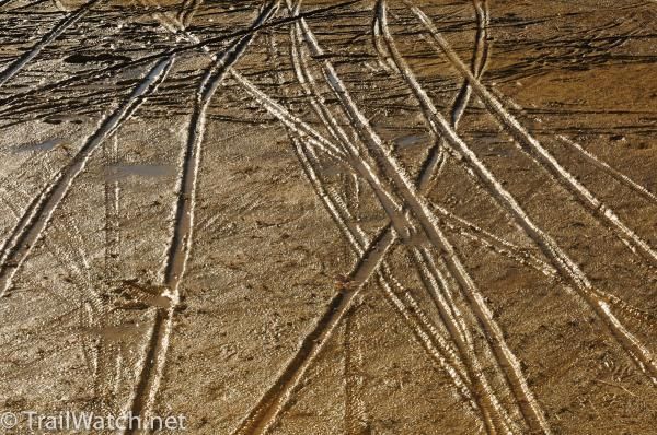 Mud formed as the frozen ground thawed for the women's race
