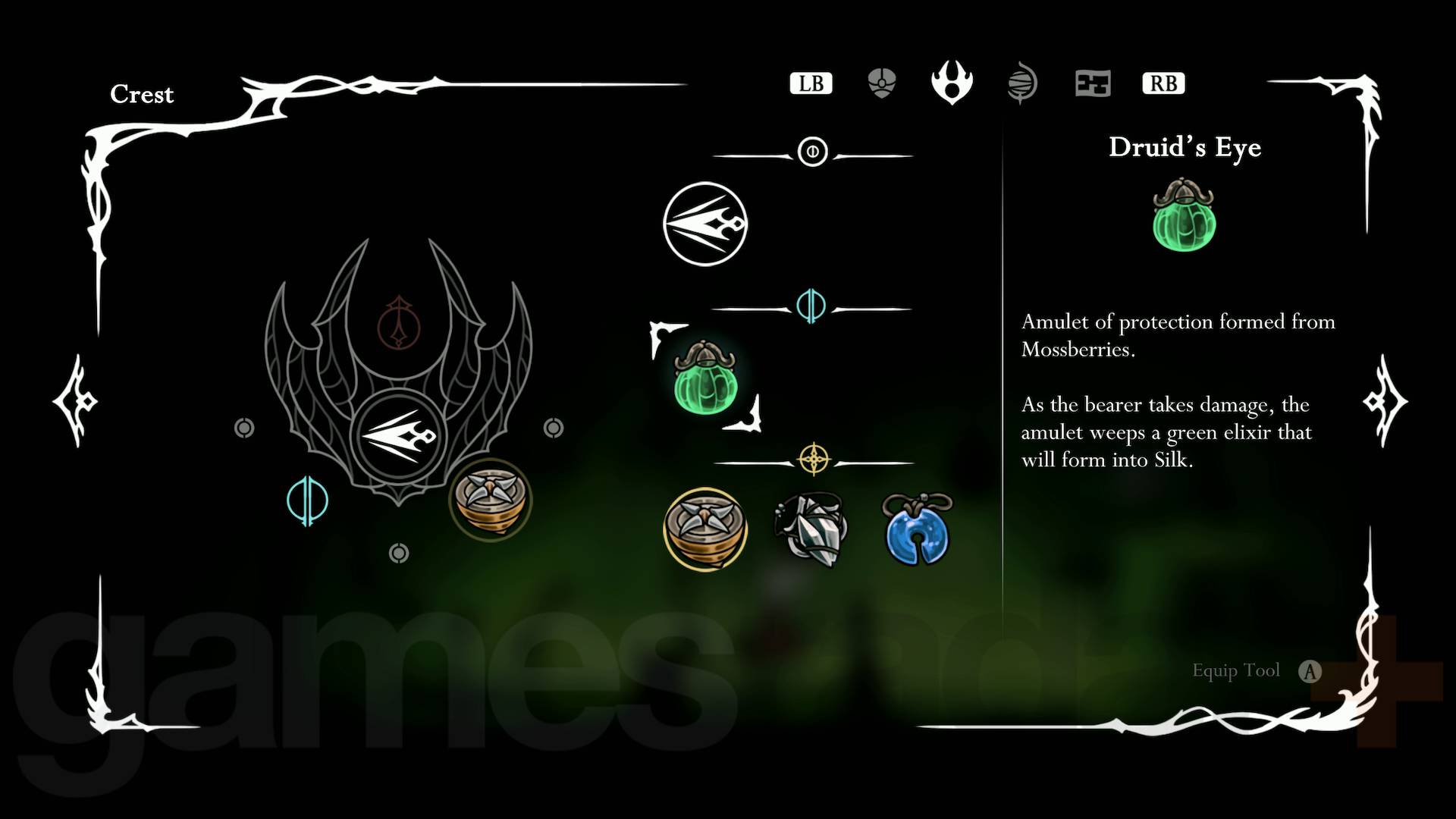 Hollow Knight Silksong Druid&#039;s Eye amulet rewards for berry picking wish