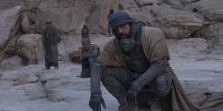 Stilgar (Javier Bardem) with the Fremen in Dune
