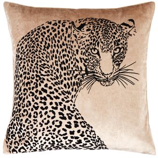 brown shaded square cushion with leopard design