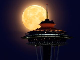 Supermoon and Space Needle