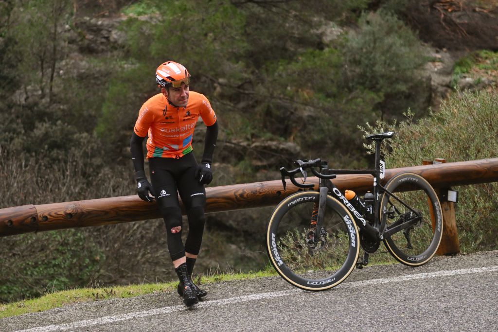 PALMANOVA SPAIN JANUARY 25 Gotzon Martin of Spain and Team EuskaltelEuskadi crash during the 32nd Challenge Ciclista Mallorca 2023 Trofeo Calvia a 1501km one day race from Palmanova to Palmanova TrofeuCalvi ChallengeMallorca on January 25 2023 in Palmanova Spain Photo by Dario BelingheriGetty Images