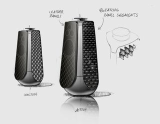 Sketch showing material changes to the Bang & Olufsen Beolab 50