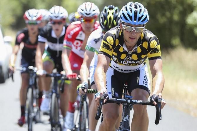 Defending champion and KOM classification leader Nathan Haas (Australian National Team) on the front of a dangerous breakaway