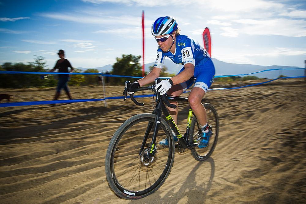 Georgia Gould (Luna) makes it look easy riding the sand pit on top of Valmont Bike Park.