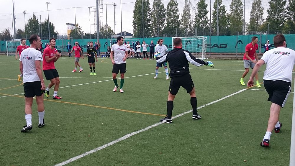 Katusha host their annual team-staff soccer match in Peschiera del Garda, Italy