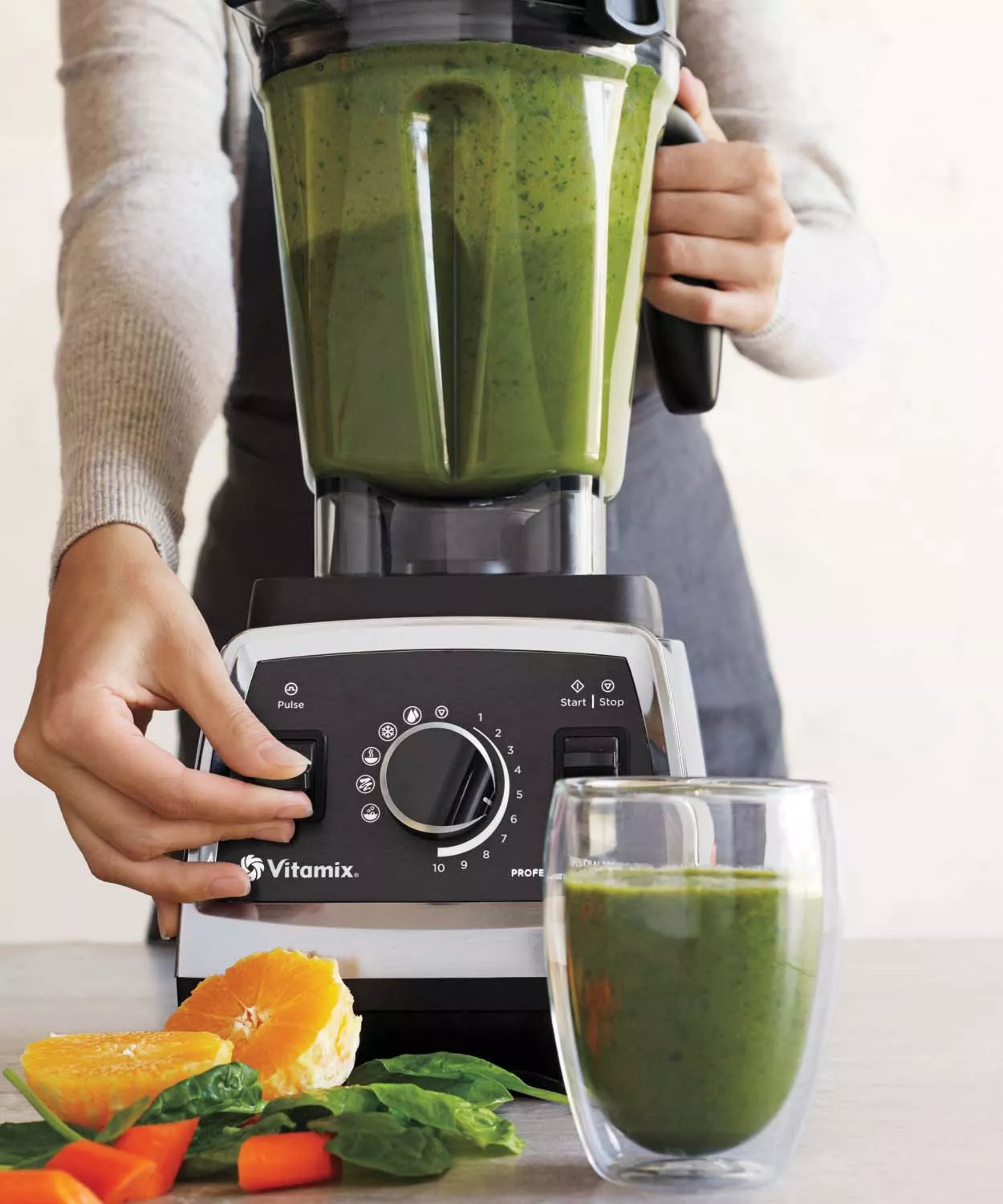 Green juice made in a vitamix blender