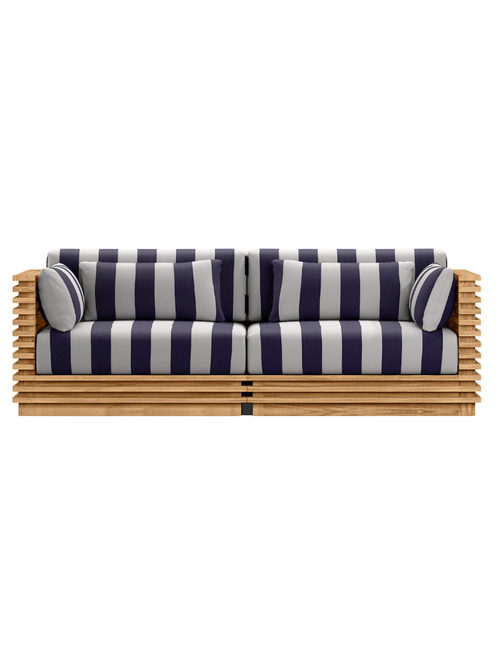 Batten Natural Teak Outdoor Loveseat With Sunbrella &reg; Cushions