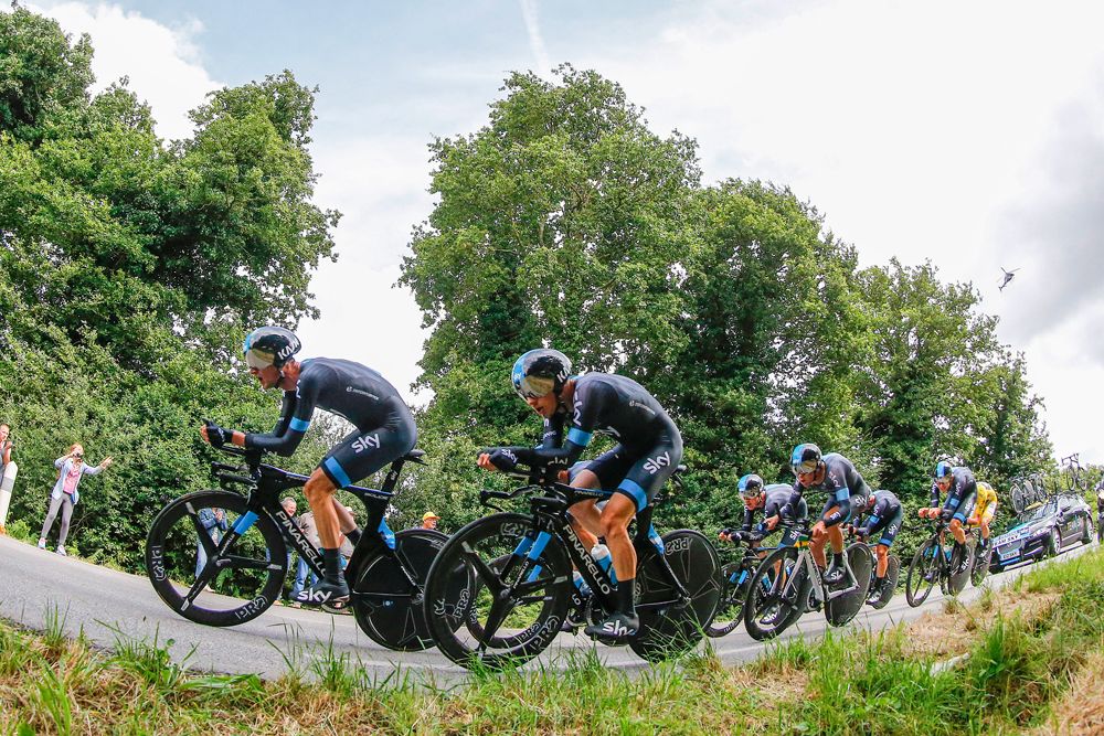 Team Sky finished second in the team time trial