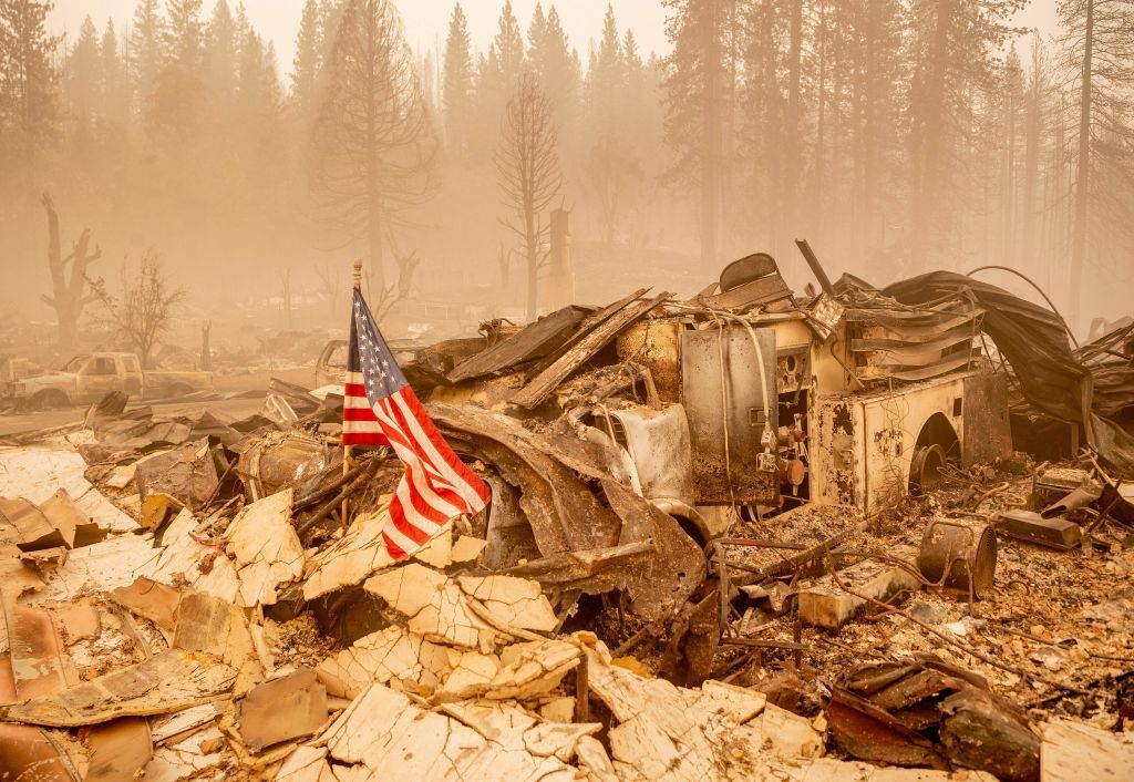 A house destroyed by the Dixie Fire.