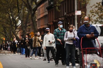 People wait to vote in Brooklyn.