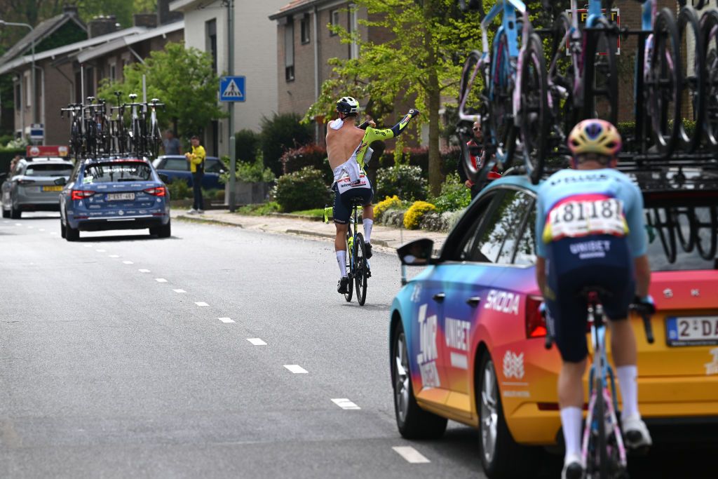 Georg Zimmermann (Intermarche Wanty) adjusts his kit during the race