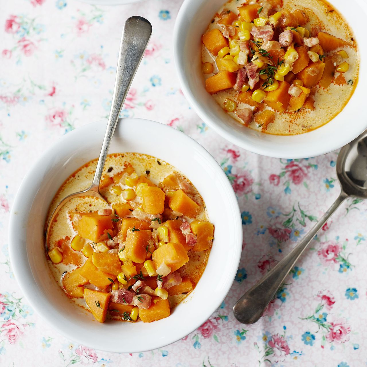 Sweetcorn, Bacon and Sweet Potato Chowder